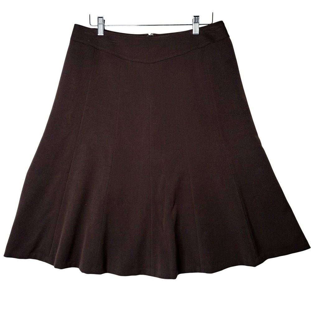 Apt 9 Skirt Womens 12 Stretch Brown A-Line Midi Business Casual Career